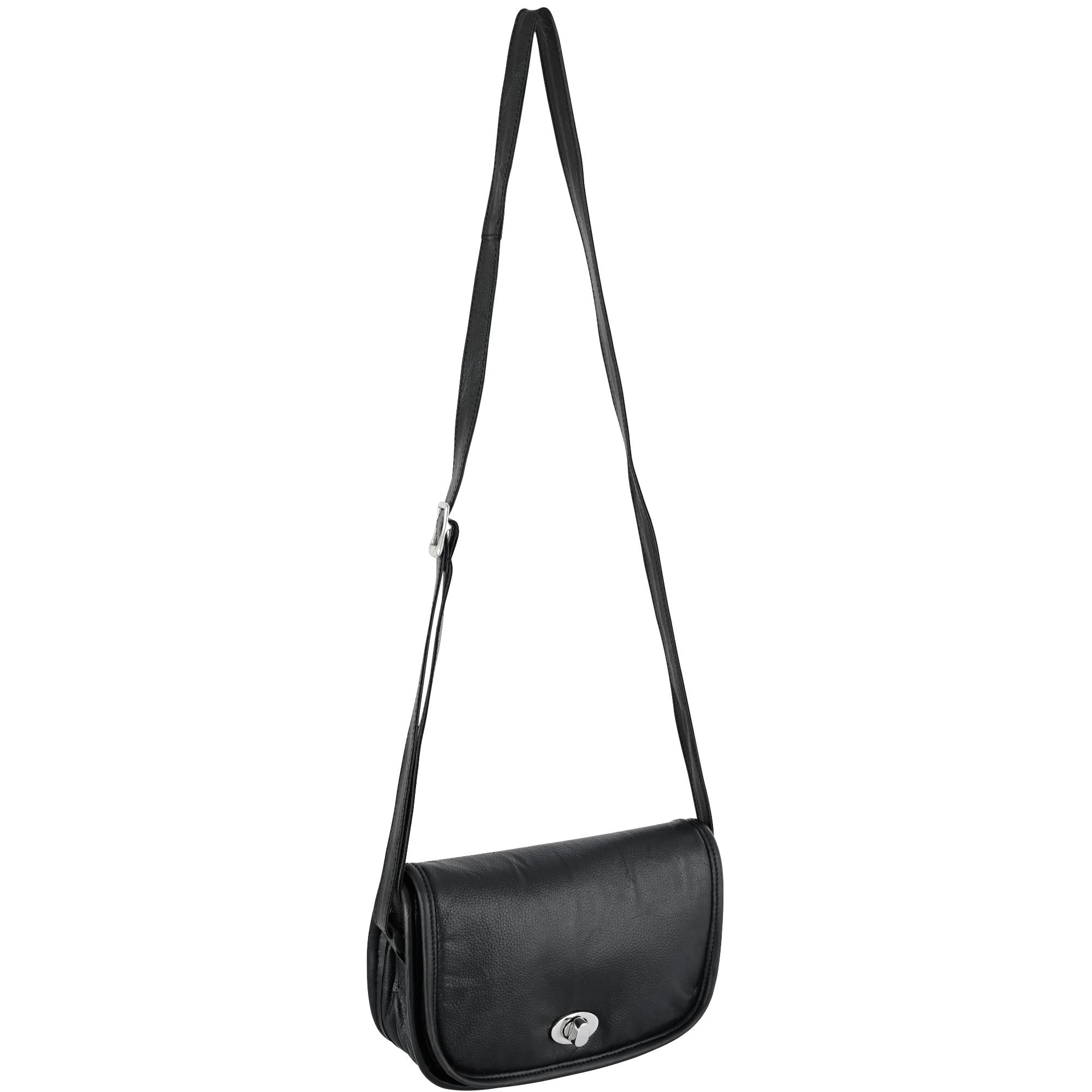 DS Women's Black Construction Leather Purse/Shoulder Bag
